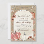 ボホワイルドフラワーパンプキンバースデーパーティーディナー 招待状 (正面)