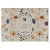 ボホワイルドフラワーパーソナライズされたフローラ結婚の贈り物 カッティングボード (正面)