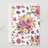 ボホワイルドフラワーパープルイエローウォーター結婚カラー 招待状 (裏面)