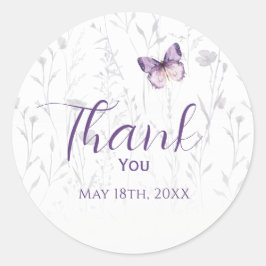 ボホワイルドフラワーパープルバタフライガールベビーシャワー ラウンドシール