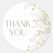 ボホワイルドフラワービーベイビーシャワー ラウンドシール (正面)