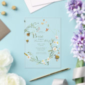 ボホワイルドフラワービーベージュブライダルシャワー アクリル招待状 (インサイチュ (ウェディング))