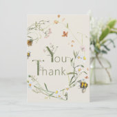 ボホワイルドフラワービーベージュベイビーシャワー サンキューカード (スタンド正面)