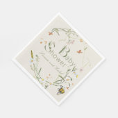 ボホワイルドフラワービーベージュベイビーシャワー スタンダードランチョンナプキン (角)