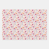 ボホワイルドフラワーピンクオレンジ誕生日ベビーブライダル ラッピングペーパーシート (正面)