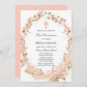 ボホワイルドフラワーファースト聖餐式招待状 招待状 (正面/裏面)