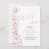 ボホワイルドフラワーファースト誕生日 招待状 (正面)