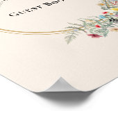 ボホワイルドフラワーファーンベージュ結婚のゲストブックサイン ポスター (角)