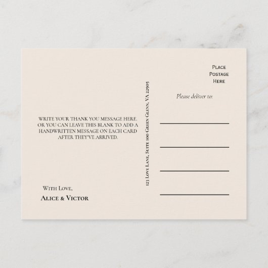 ボホワイルドフラワーファーンベージュ結婚の感謝 ポストカード (裏面)