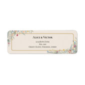 ボホワイルドフラワーファーンベージュ結婚ズ差出人住所 ラベル (正面)