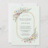ボホワイルドフラワーファーンミントグリーンブライダルブランチ 招待状 (正面)