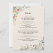 ボホワイルドフラワーファーン結婚ベージュの詳細と 招待状 (裏面)