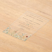 ボホワイルドフラワーフィー結婚ルド アクリル招待状 (レイダウン)