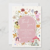 ボホワイルドフラワーフェアリー1st誕生日パーティー サンキューカード (正面)