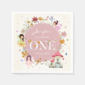 ボホワイルドフラワーフェアリー1st誕生日パーティー スタンダードカクテルナプキン (正面)