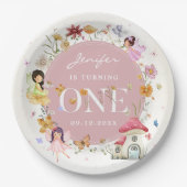 ボホワイルドフラワーフェアリー1st誕生日パーティー ペーパープレート (正面)