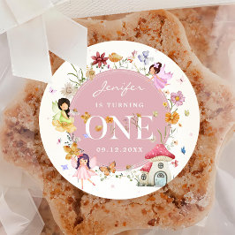 ボホワイルドフラワーフェアリー1st誕生日パーティー ラウンドシール