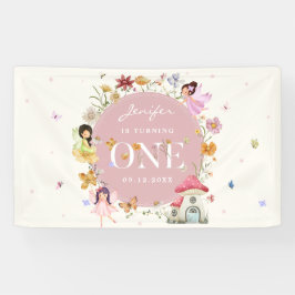 ボホワイルドフラワーフェアリー1st誕生日パーティー 横断幕