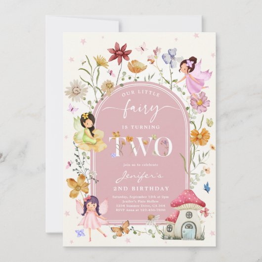 ボホワイルドフラワーフェアリー2nd誕生日パーティー 招待状 (正面)