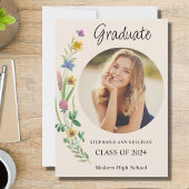 ボホワイルドフラワーフォトガールハイスクール卒業 案内状