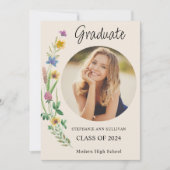 ボホワイルドフラワーフォトガールハイスクール卒業 案内状 (正面)