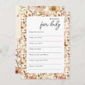 ボホワイルドフラワーフローラのベビー願い 招待状 (正面/裏面)