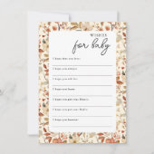 ボホワイルドフラワーフローラのベビー願い 招待状 (正面)