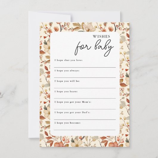 ボホワイルドフラワーフローラのベビー願い 招待状 (正面)