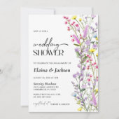 ボホワイルドフラワーフローラウェディングシャワーミニマリスト 招待状 (正面)