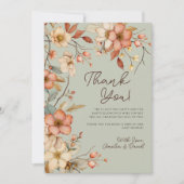 ボホワイルドフラワーフローラセージ緑ベビーシャワー サンキューカード (正面)