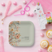 ボホワイルドフラワーフローラセージ緑ベビーシャワー ペーパープレート (パーティー)