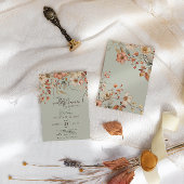 ボホワイルドフラワーフローラセージ緑ベビーシャワー 招待状