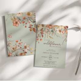 ボホワイルドフラワーフローラセージ緑ベビーシャワー 招待状