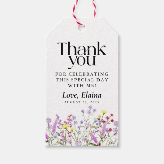 ボホワイルドフラワーフローラブライダルシャワーの恩恵 ギフトタグ (正面)