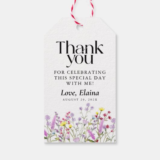 ボホワイルドフラワーフローラブライダルシャワーの恩恵 ギフトタグ (裏面)