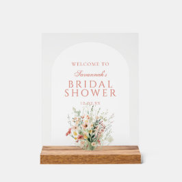 ボホワイルドフラワーフローラブライダルシャワーへようこそ アクリルサイン