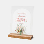 ボホワイルドフラワーフローラブライダルシャワーへようこそ アクリルサイン (傾斜)