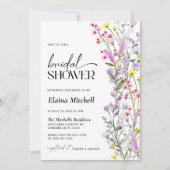 ボホワイルドフラワーフローラブライダルシャワーミニマリスト 招待状 (正面)