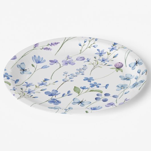 ボホワイルドフラワーフローラベビーシャワー紙プレート ペーパープレート (アングル)