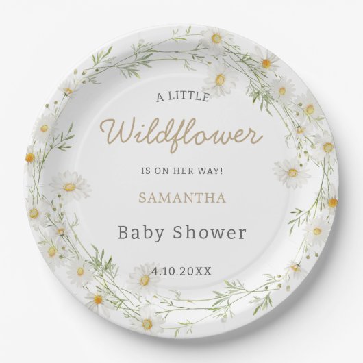 ボホワイルドフラワーフローラベビーシャワー紙プレート ペーパープレート (正面)
