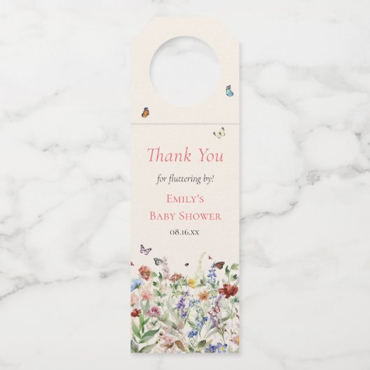 ボホワイルドフラワーフローラベビーシャワー ボトルネックタグ (正面)
