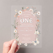 ボホワイルドフラワーフローラベビー誕生日 アクリル招待状 (インサイチュ (ポータブル))