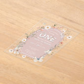 ボホワイルドフラワーフローラベビー誕生日 アクリル招待状 (レイダウン)