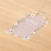 ボホワイルドフラワーフローラベビー誕生日 アクリル招待状 (レイダウン)