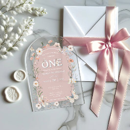 ボホワイルドフラワーフローラベビー誕生日 アクリル招待状