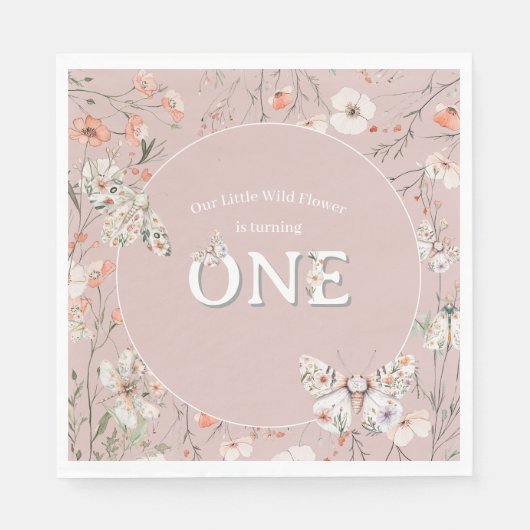 ボホワイルドフラワーフローラベビー誕生日 スタンダードランチョンナプキン (正面)