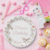 ボホワイルドフラワーフローラベビー誕生日 ペーパープレート (パーティー)