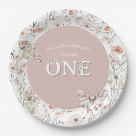 ボホワイルドフラワーフローラベビー誕生日 ペーパープレート