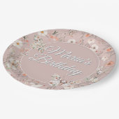 ボホワイルドフラワーフローラベビー誕生日 ペーパープレート (アングル)