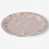 ボホワイルドフラワーフローラベビー誕生日 ペーパープレート (アングル)